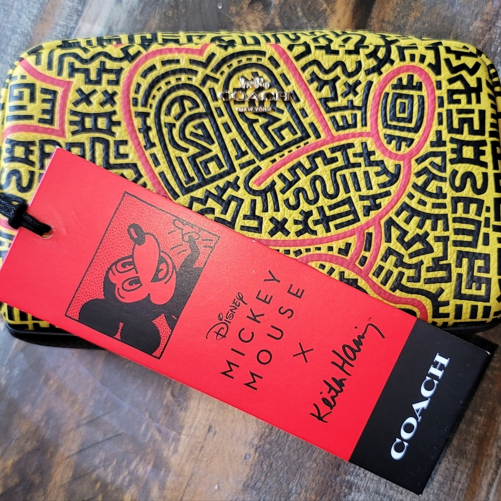 NWT Coach Keith Haring Mickey Mouse boxy cosmetic case